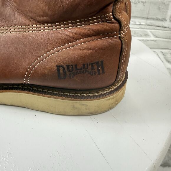 Duluth Trading Co VINTAGE Men\'s 10 W 6\' Moc Toe Brown Leather Made in USA Boots
